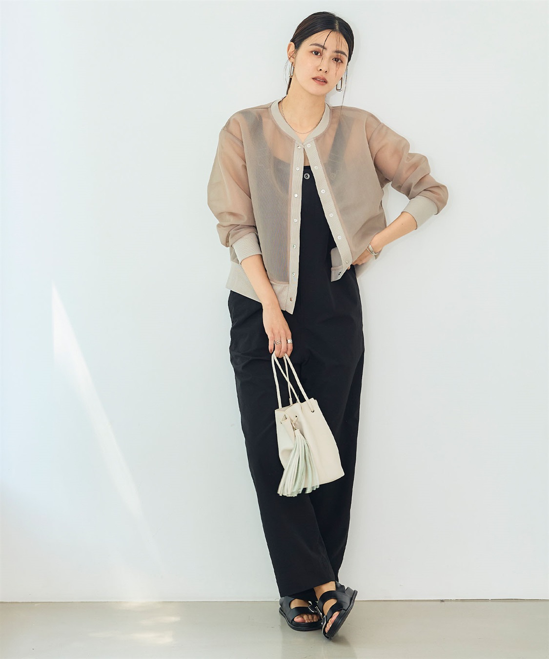 CROSS FUNCTION 《マシンウォッシャブル》エブ楽 シアースナップボタンカーディガン_sub_8