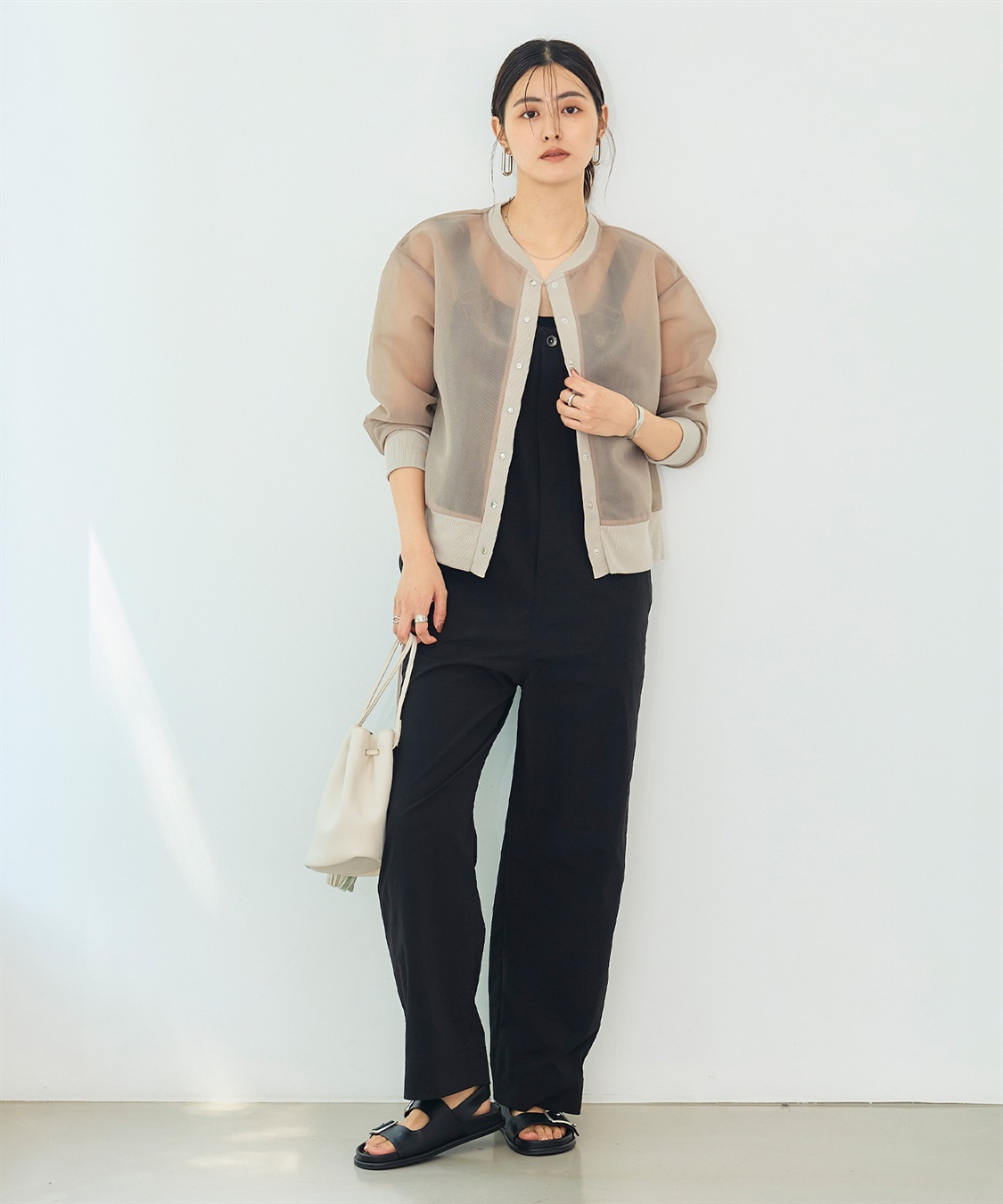 CROSS FUNCTION 《マシンウォッシャブル》エブ楽 シアースナップボタンカーディガン_sub_9