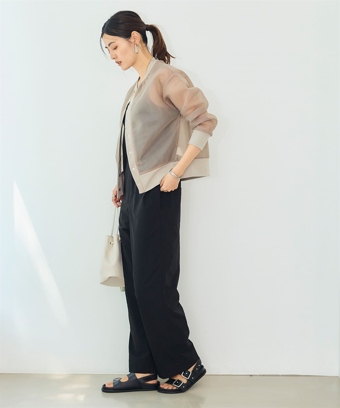 CROSS FUNCTION 《マシンウォッシャブル》エブ楽 シアースナップボタンカーディガン_sub_11