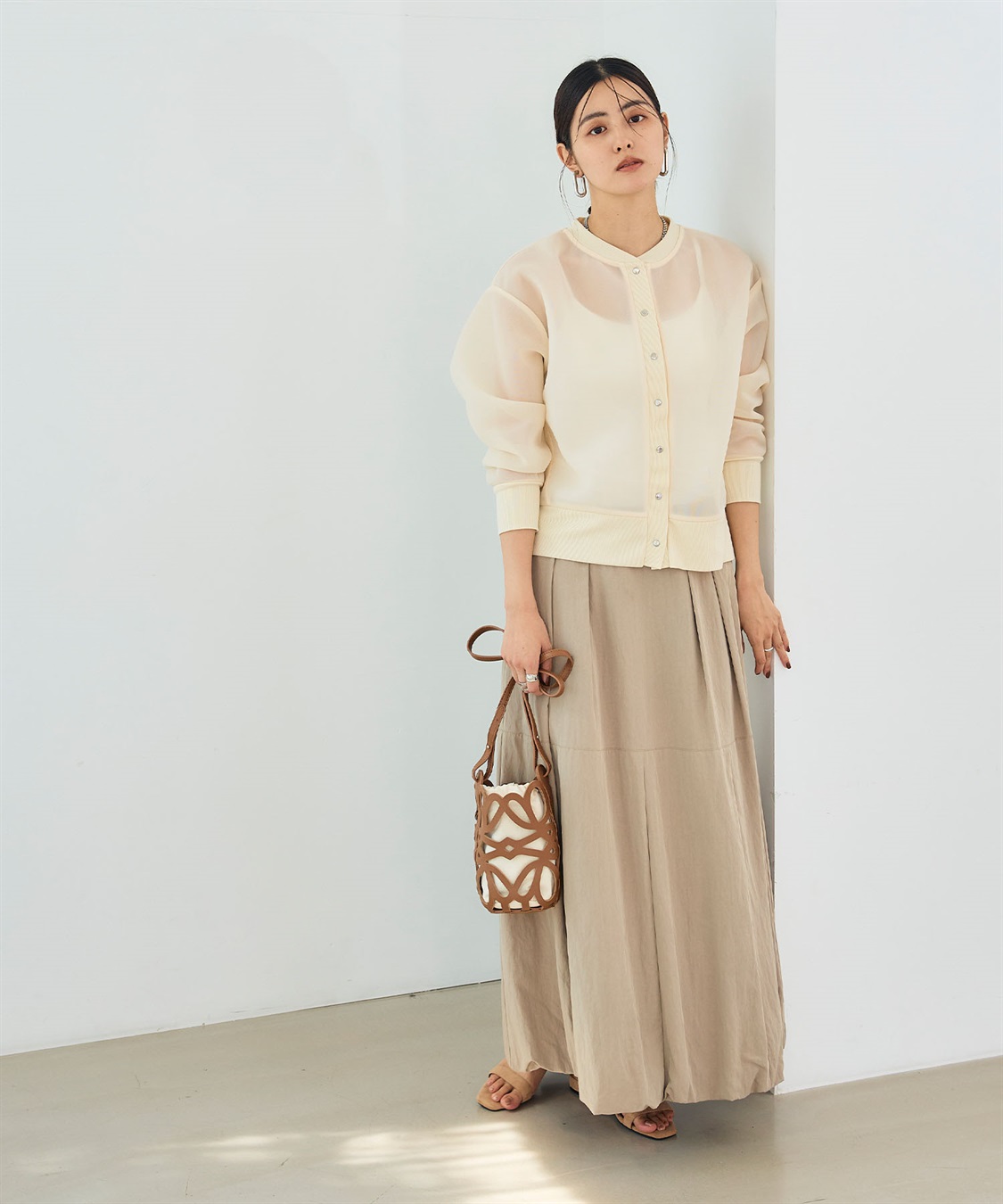 CROSS FUNCTION 《マシンウォッシャブル》エブ楽 シアースナップボタンカーディガン_sub_15