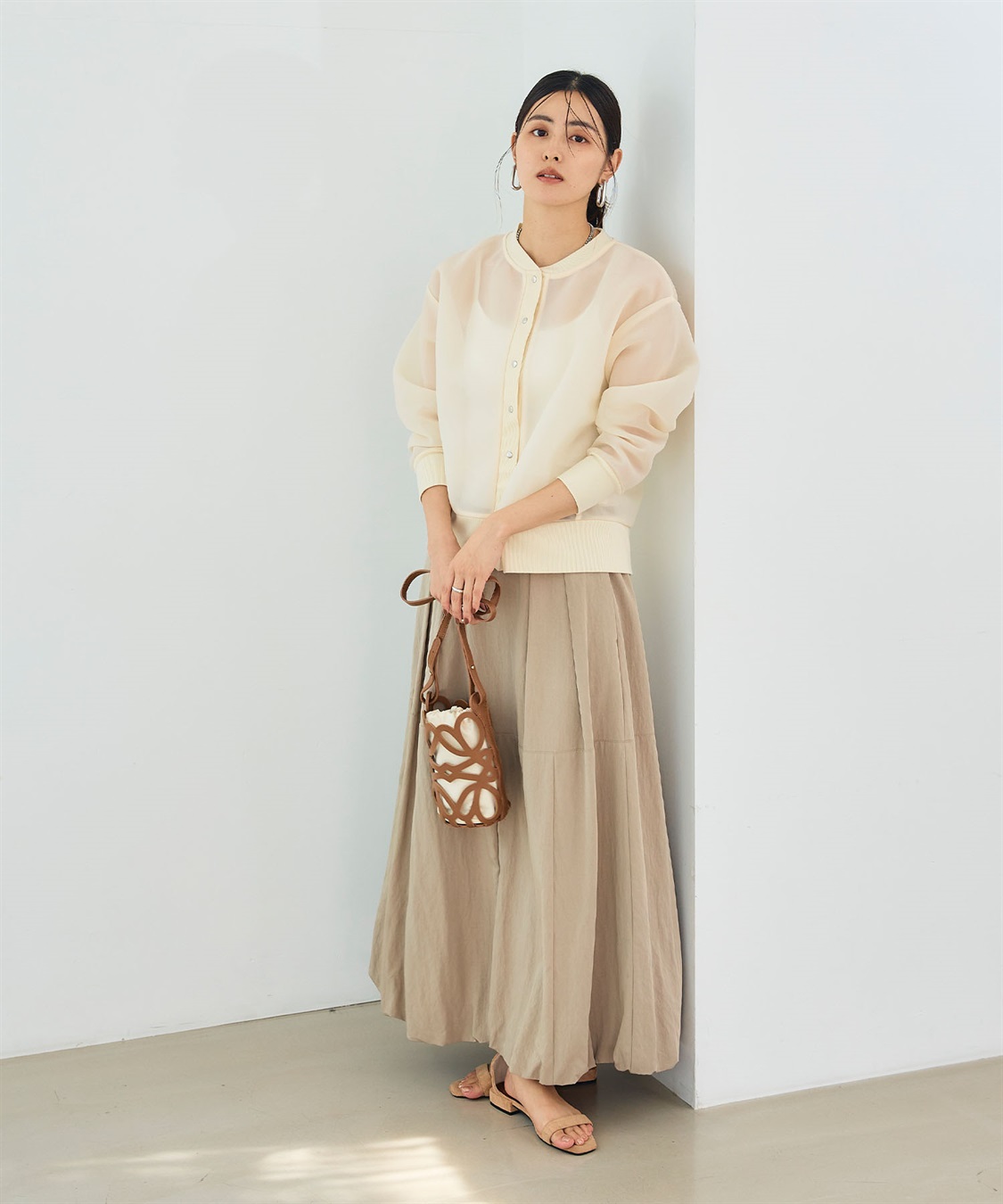 CROSS FUNCTION 《マシンウォッシャブル》エブ楽 シアースナップボタンカーディガン_sub_16