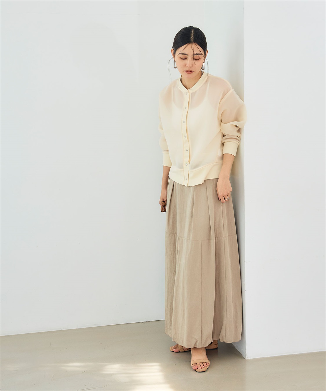 CROSS FUNCTION 《マシンウォッシャブル》エブ楽 シアースナップボタンカーディガン_sub_17