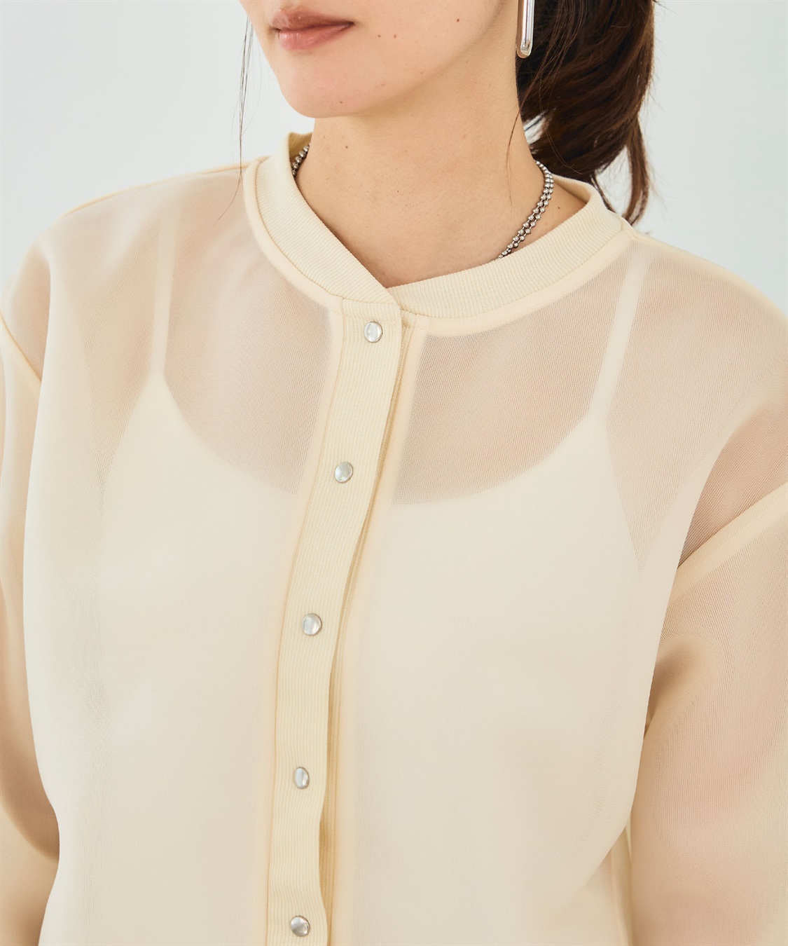 CROSS FUNCTION 《マシンウォッシャブル》エブ楽 シアースナップボタンカーディガン_sub_19