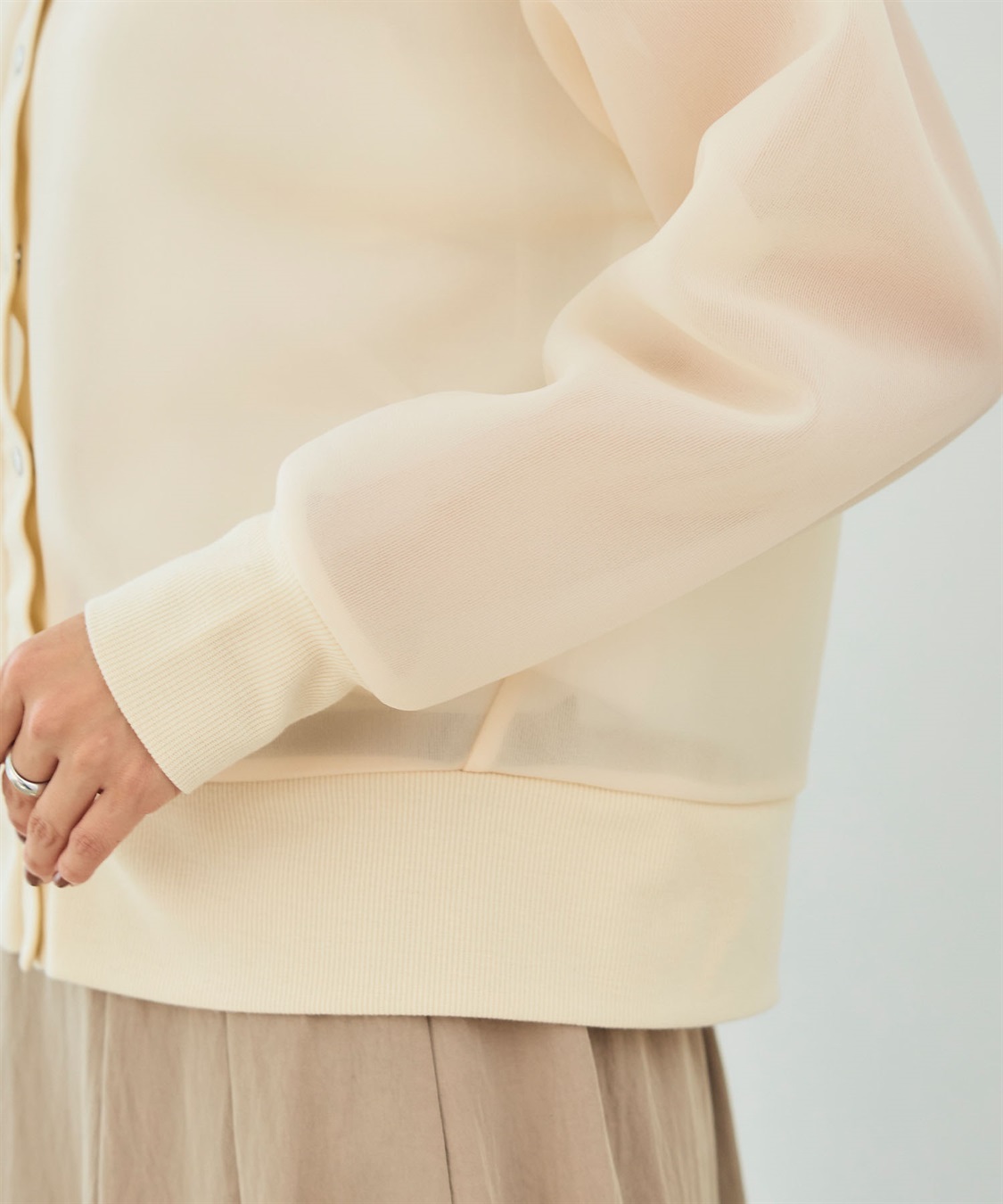 CROSS FUNCTION 《マシンウォッシャブル》エブ楽 シアースナップボタンカーディガン_sub_20