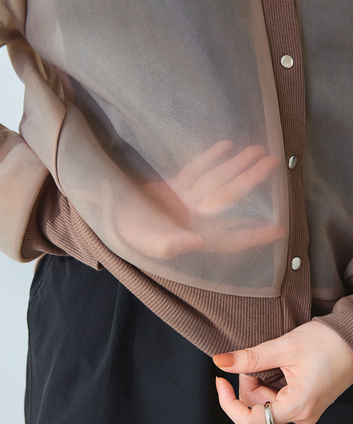 CROSS FUNCTION 《マシンウォッシャブル》エブ楽 シアースナップボタンカーディガン_sub_25