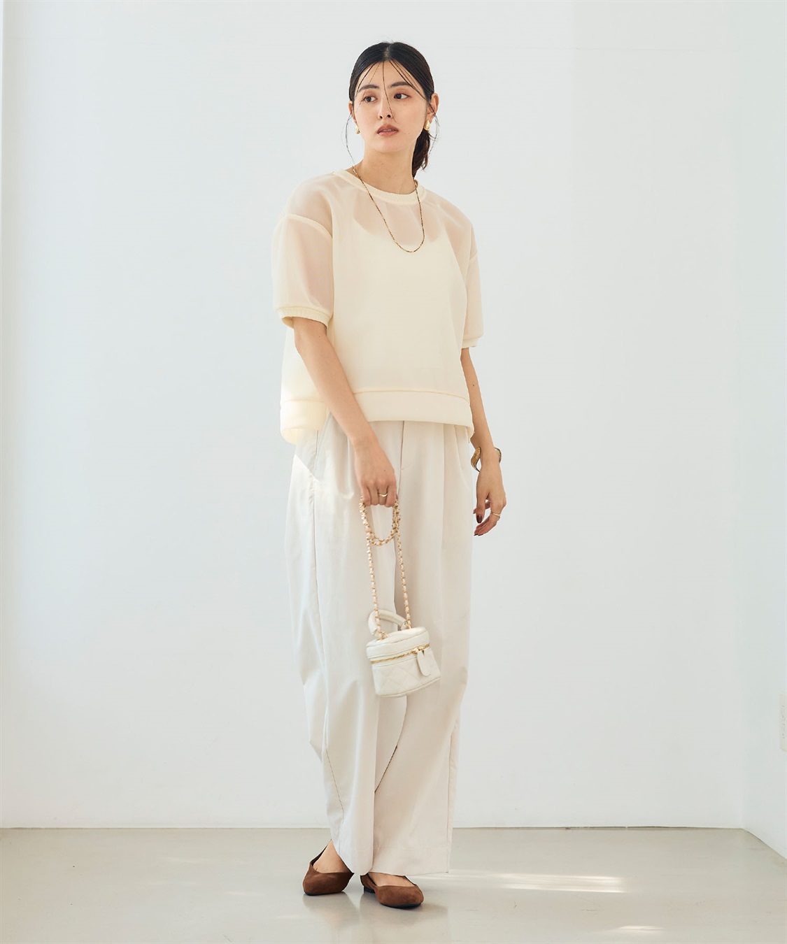 CROSS FUNCTION 《マシンウォッシャブル》エブ楽 シアーハーフスリーブトップス_sub_7