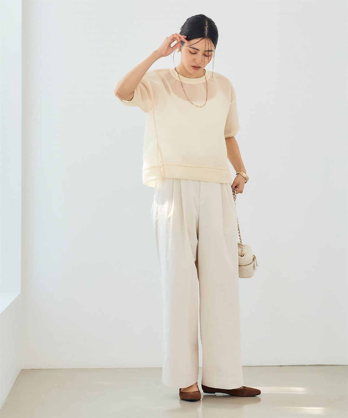 CROSS FUNCTION 《マシンウォッシャブル》エブ楽 シアーハーフスリーブトップス_sub_9