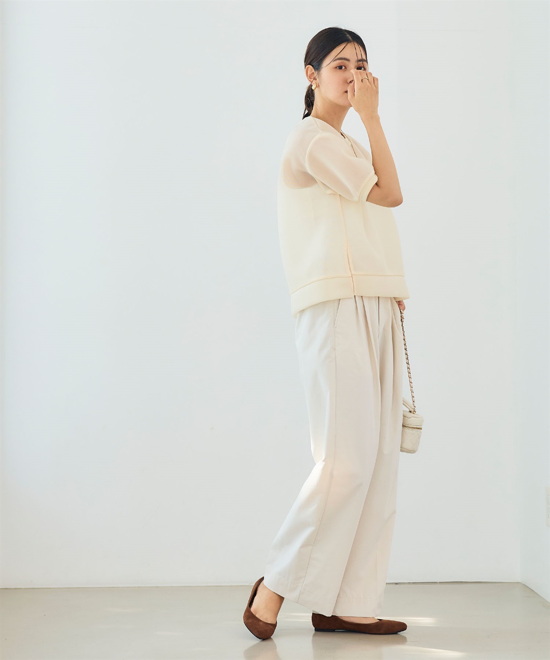 CROSS FUNCTION 《マシンウォッシャブル》エブ楽 シアーハーフスリーブトップス_sub_10