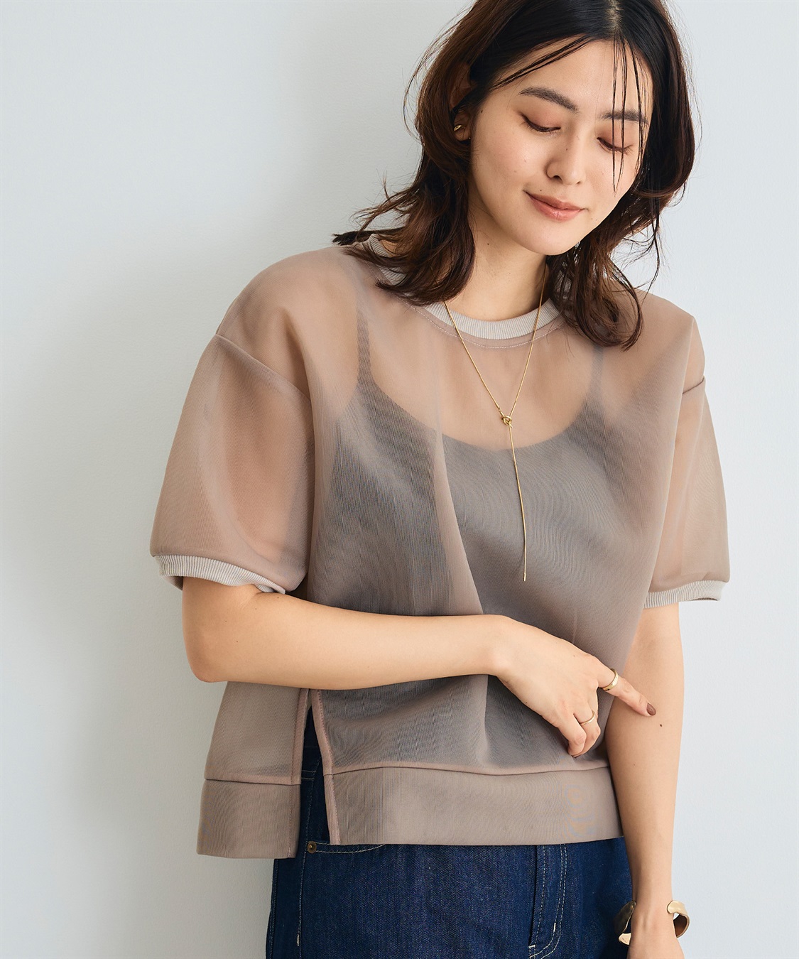 CROSS FUNCTION 《マシンウォッシャブル》エブ楽 シアーハーフスリーブトップス_sub_11