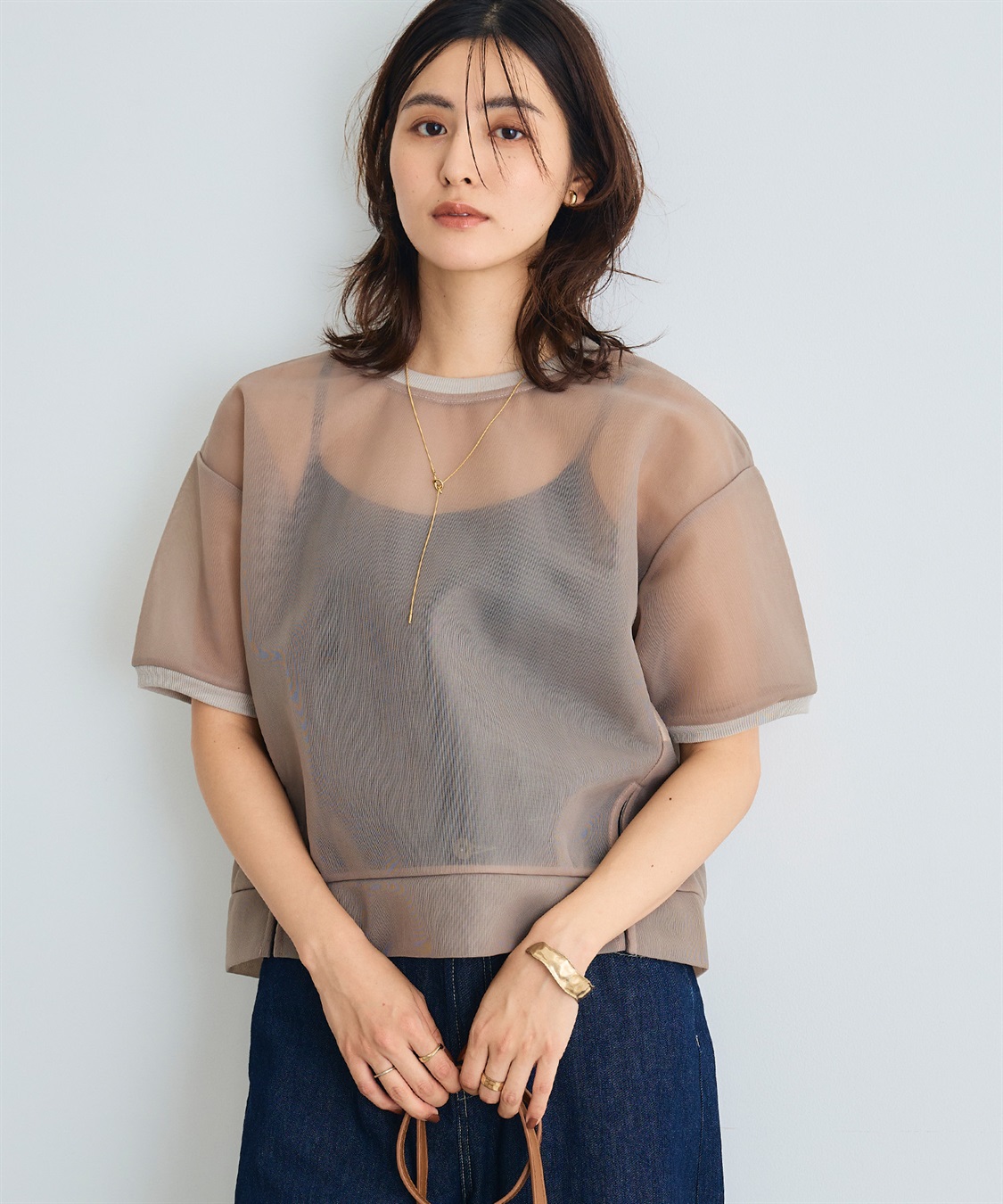 CROSS FUNCTION 《マシンウォッシャブル》エブ楽 シアーハーフスリーブトップス_sub_12