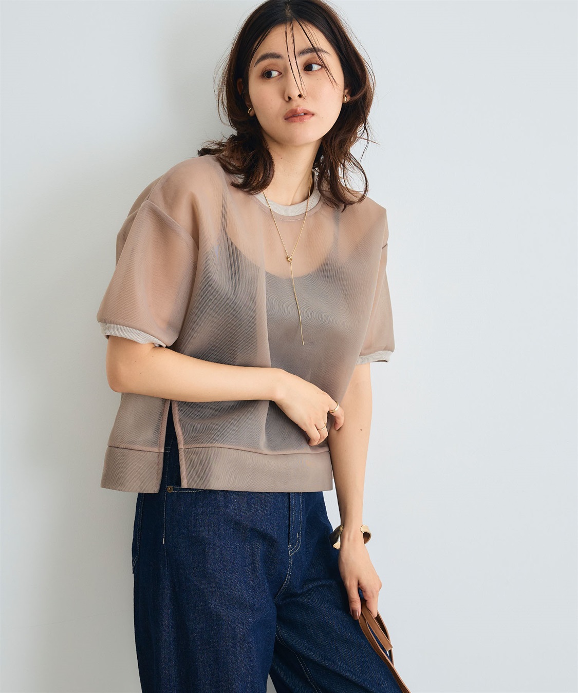 CROSS FUNCTION 《マシンウォッシャブル》エブ楽 シアーハーフスリーブトップス_sub_14