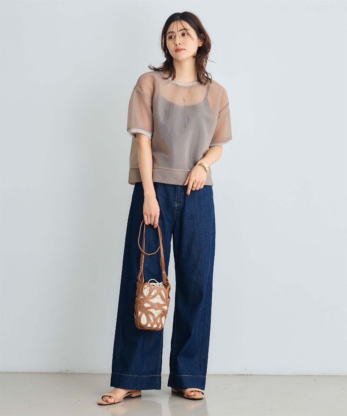 CROSS FUNCTION 《マシンウォッシャブル》エブ楽 シアーハーフスリーブトップス_sub_15