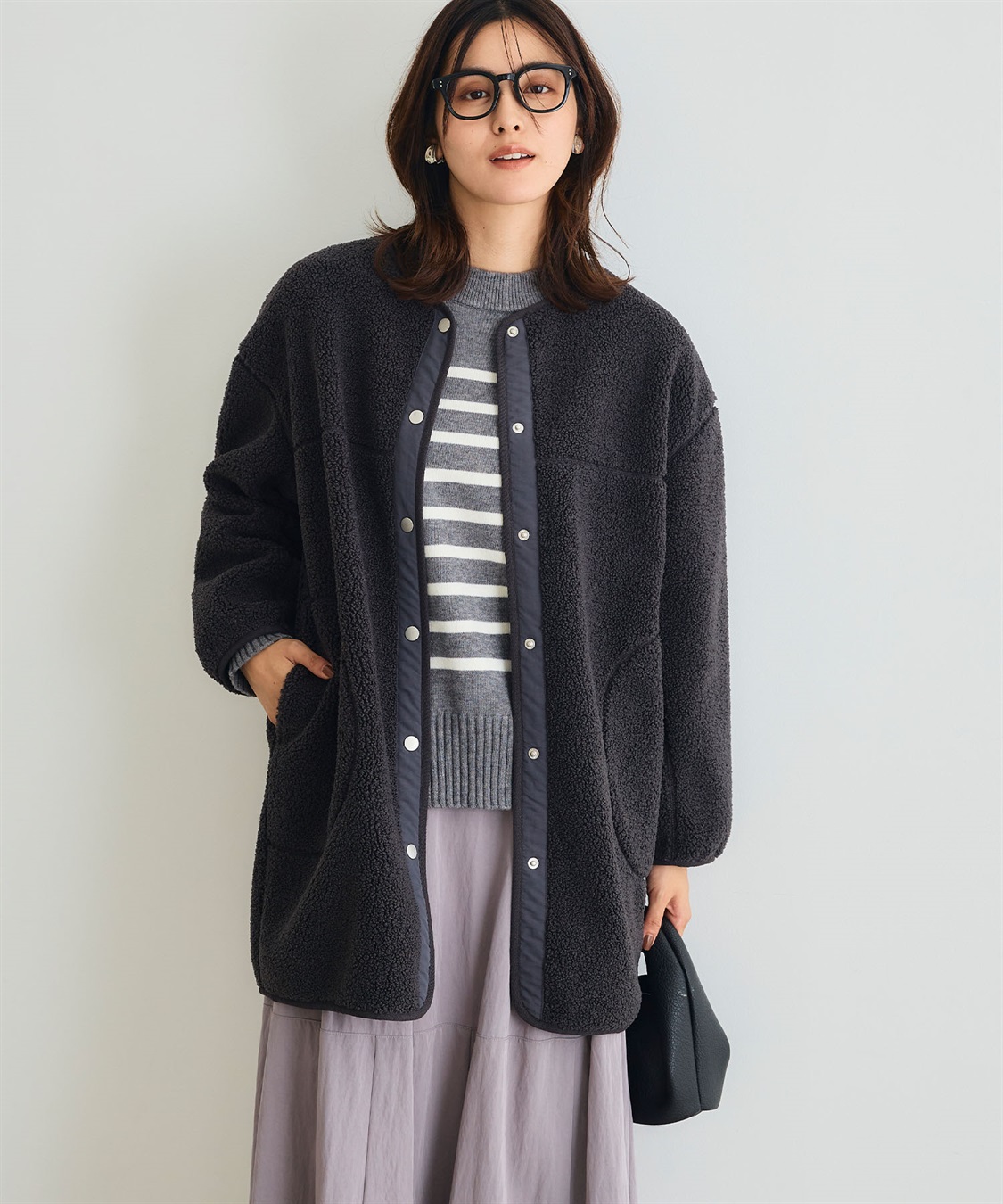 CROSS FUNCTION 《洗える》エブ楽 ボアノーカラーコート_sub_1