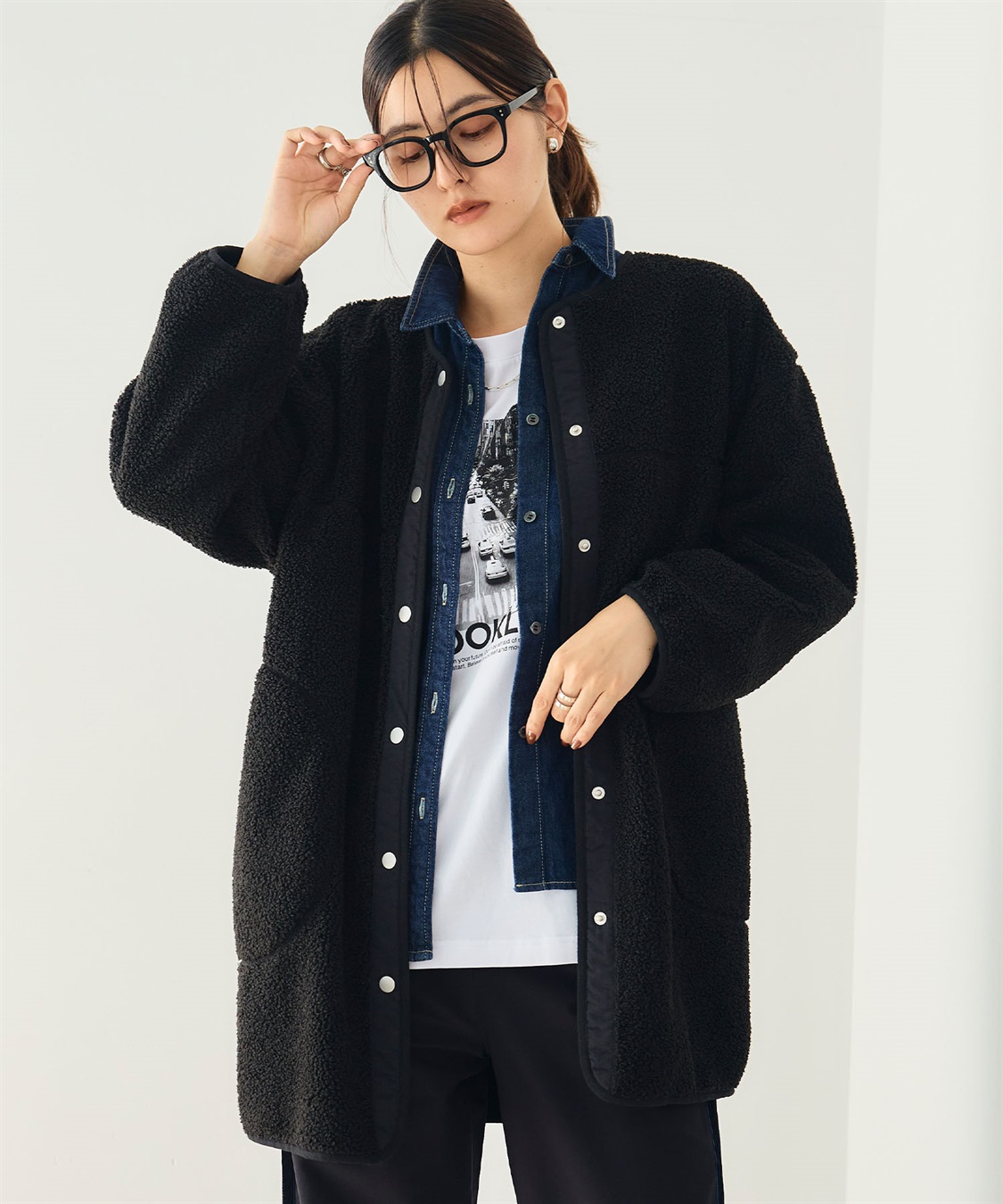 CROSS FUNCTION 《洗える》エブ楽 ボアノーカラーコート_sub_2