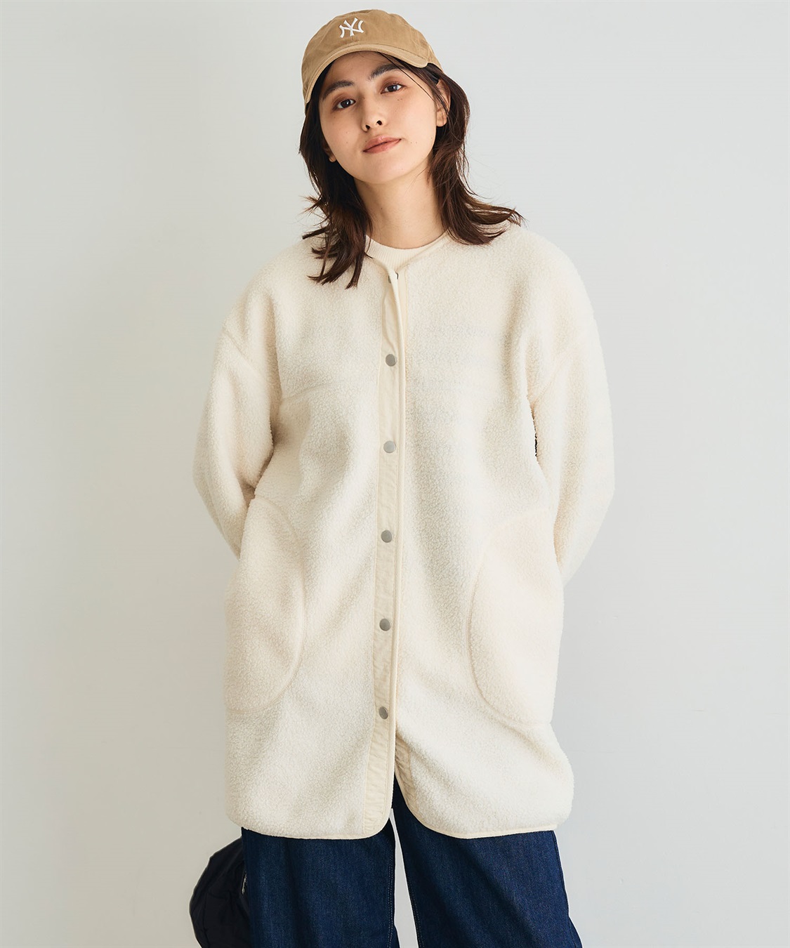 CROSS FUNCTION 《洗える》エブ楽 ボアノーカラーコート_sub_5