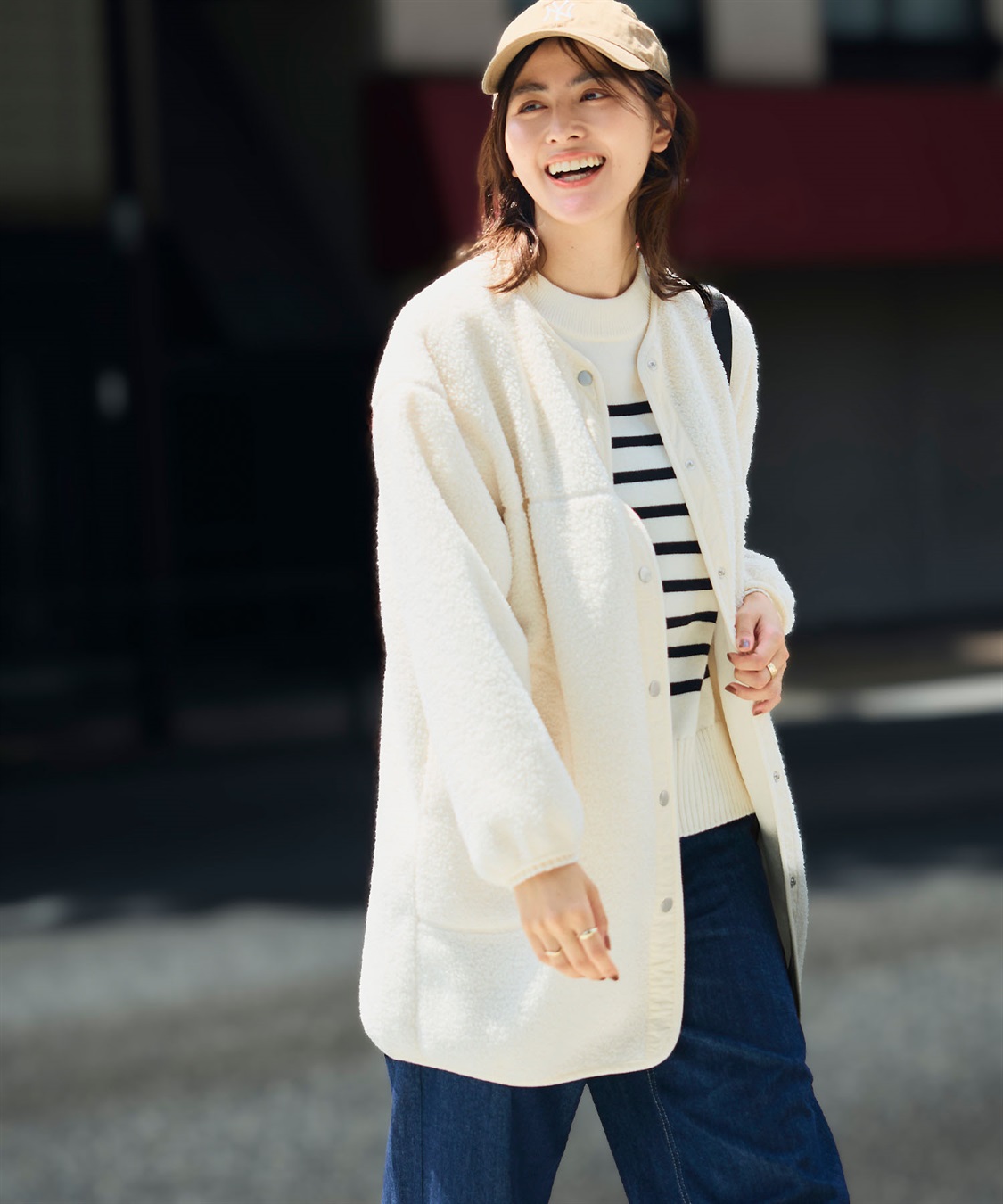 CROSS FUNCTION 《洗える》エブ楽 ボアノーカラーコート_sub_8