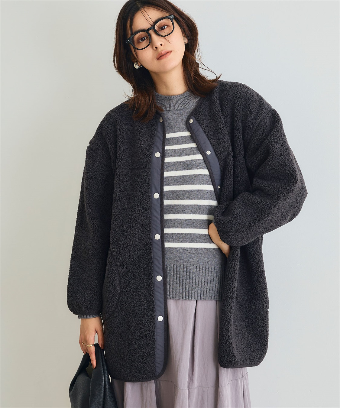 CROSS FUNCTION 《洗える》エブ楽 ボアノーカラーコート_sub_10