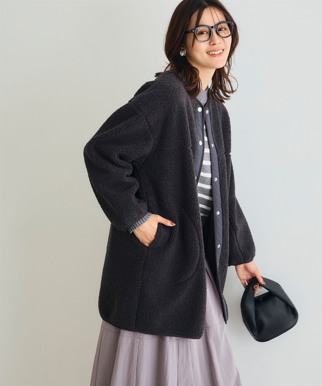 CROSS FUNCTION 《洗える》エブ楽 ボアノーカラーコート_sub_11