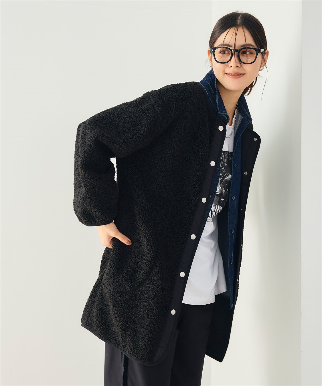 CROSS FUNCTION 《洗える》エブ楽 ボアノーカラーコート_sub_16