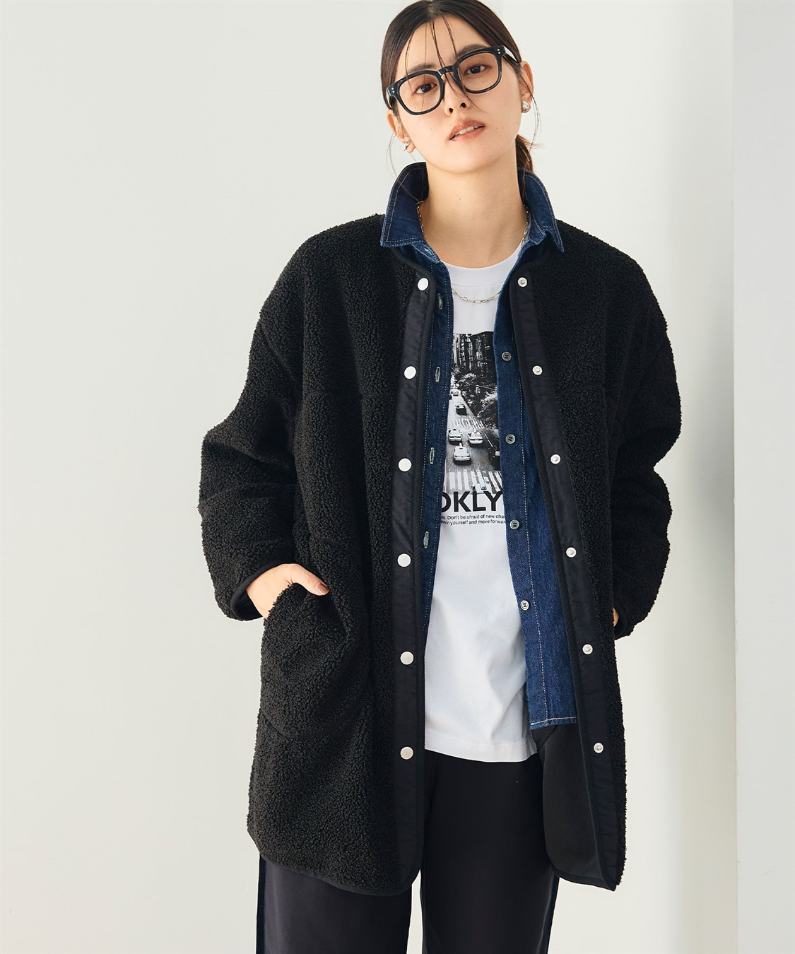 CROSS FUNCTION 《洗える》エブ楽 ボアノーカラーコート_sub_17