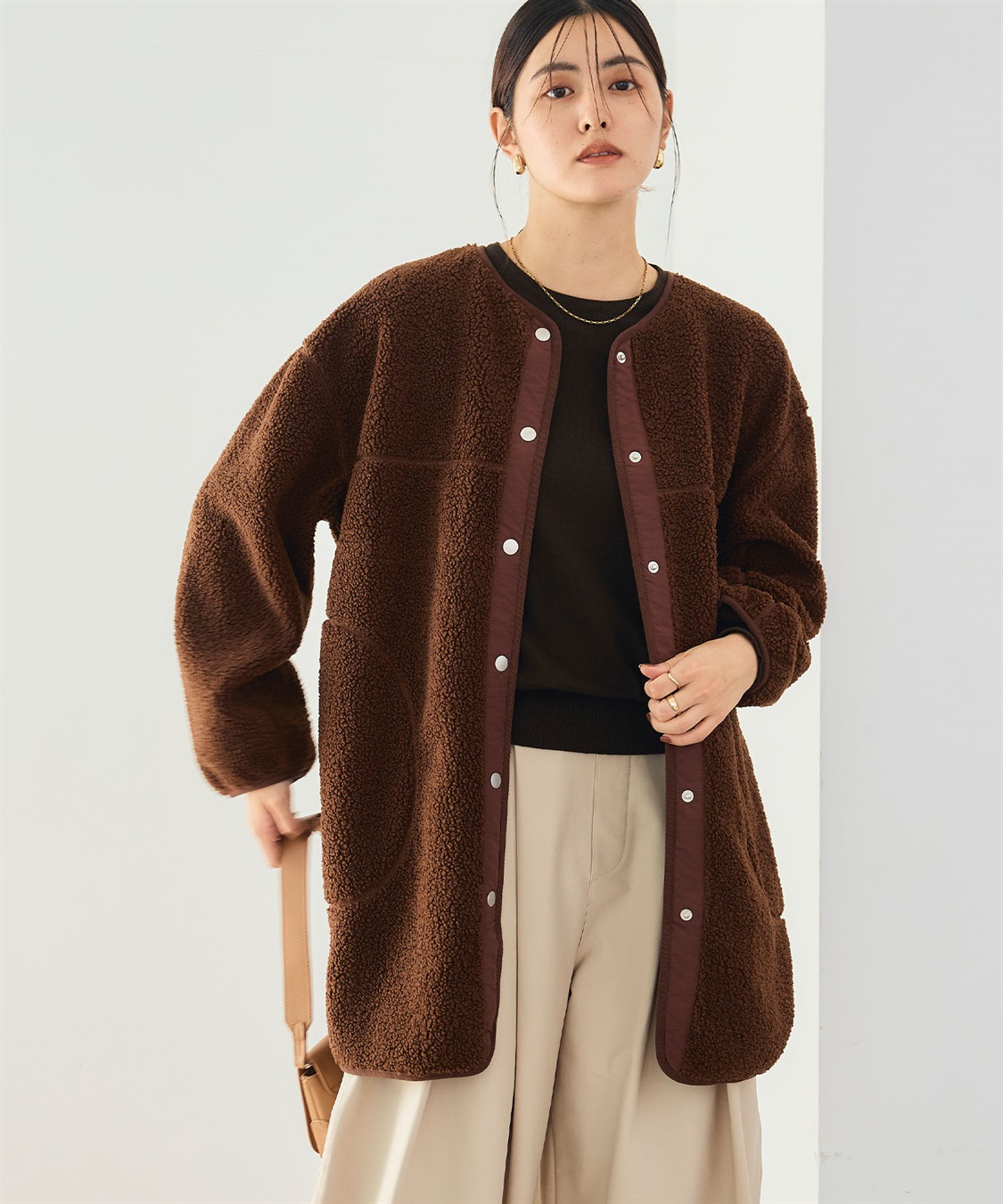 CROSS FUNCTION 《洗える》エブ楽 ボアノーカラーコート_sub_21