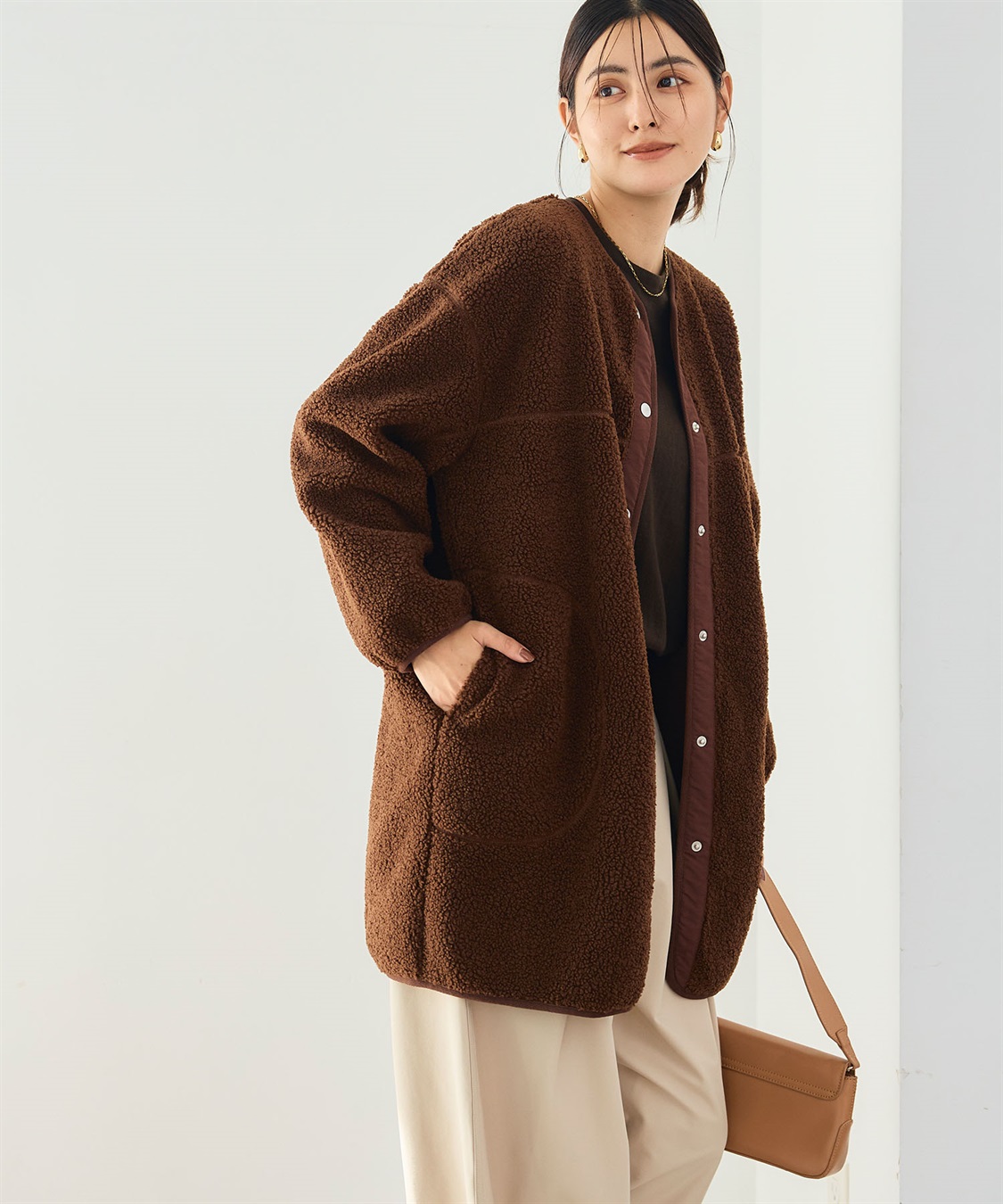 CROSS FUNCTION 《洗える》エブ楽 ボアノーカラーコート_sub_22