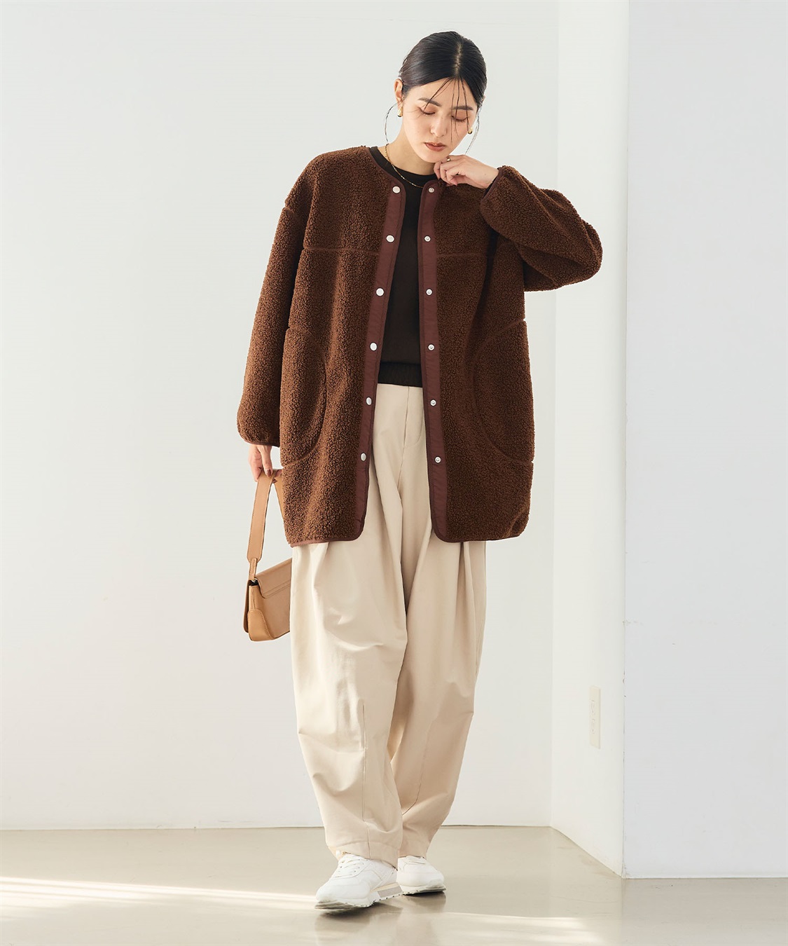 CROSS FUNCTION 《洗える》エブ楽 ボアノーカラーコート_sub_23