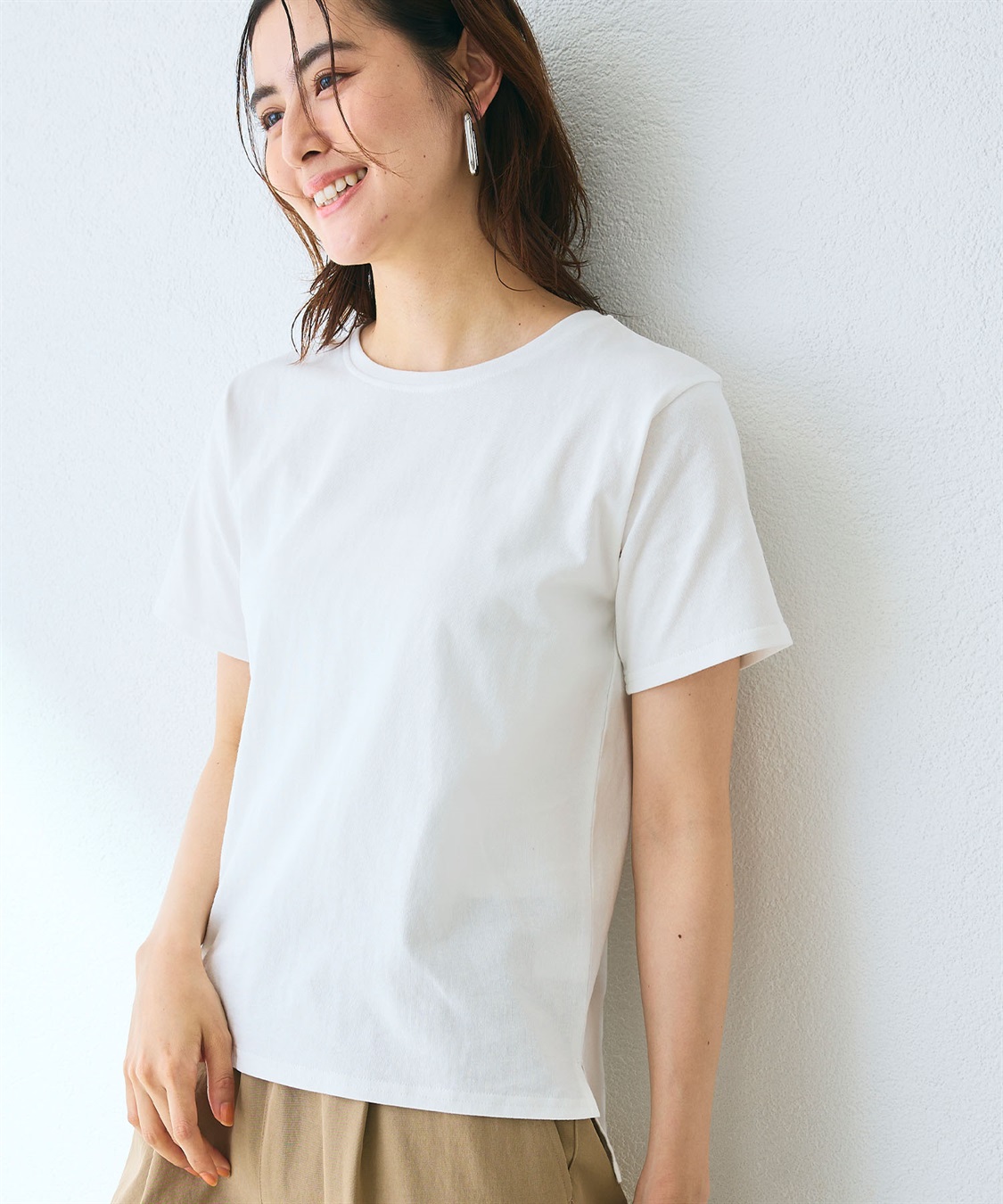 CROSS FUNCTION 《汗染み防止》裾スリットベーシックTシャツ_sub_1