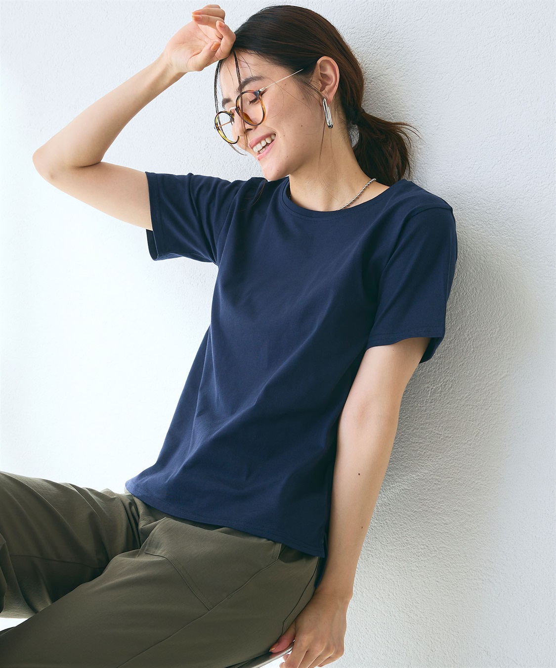 CROSS FUNCTION 《汗染み防止》裾スリットベーシックTシャツ_sub_3