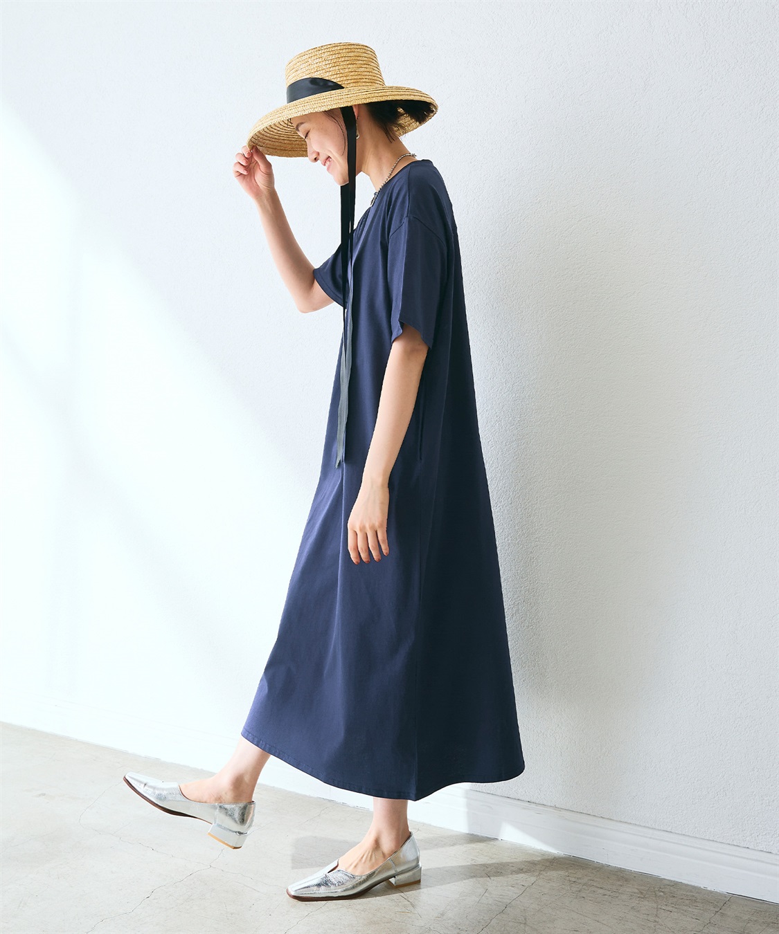 CROSS FUNCTION 《汗染み防止》バックスリットベーシックワンピース_sub_9