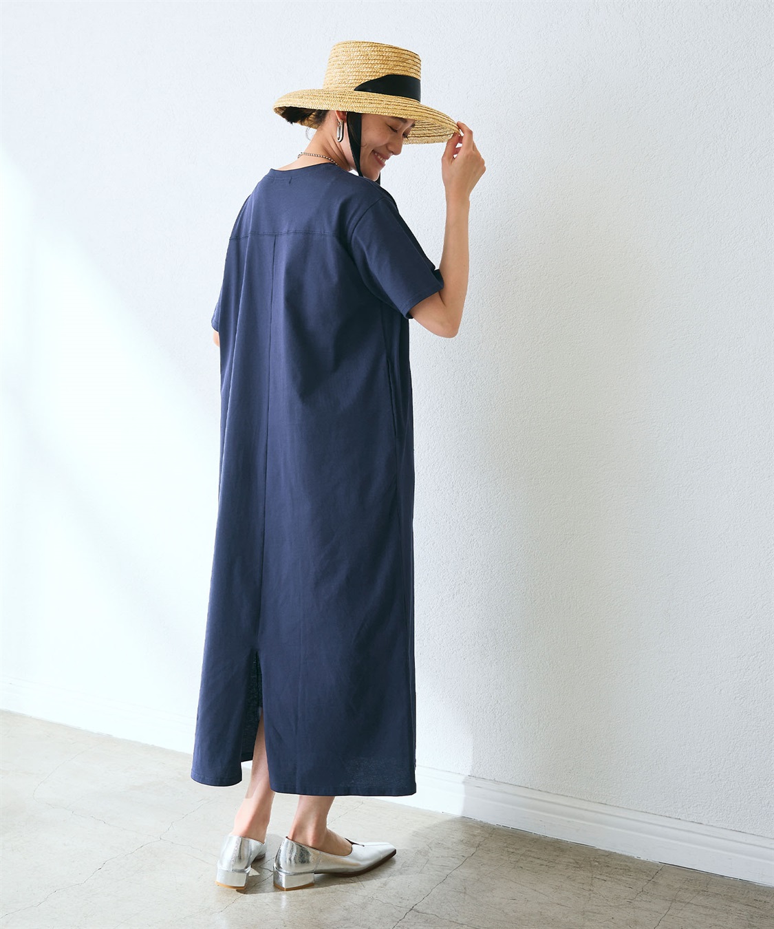 CROSS FUNCTION 《汗染み防止》バックスリットベーシックワンピース_sub_11