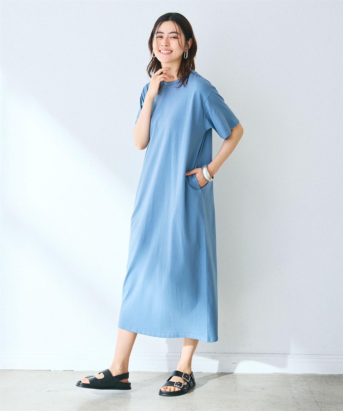 CROSS FUNCTION 《汗染み防止》バックスリットベーシックワンピース_sub_14