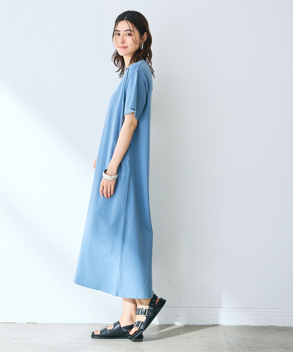 CROSS FUNCTION 《汗染み防止》バックスリットベーシックワンピース_sub_16