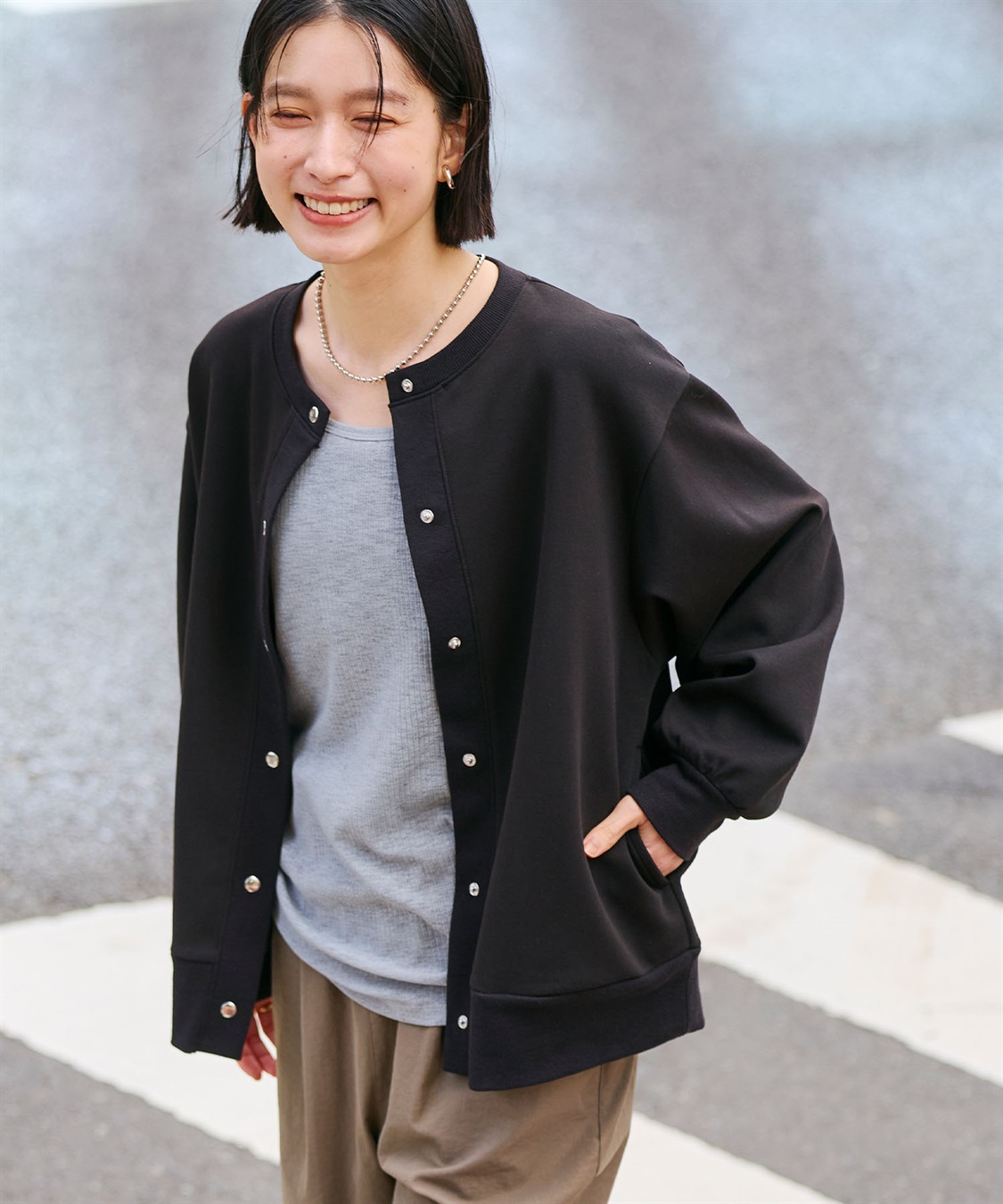 CROSS FUNCTION 《UV》ドットボタンスウェットカーディガン_sub_2