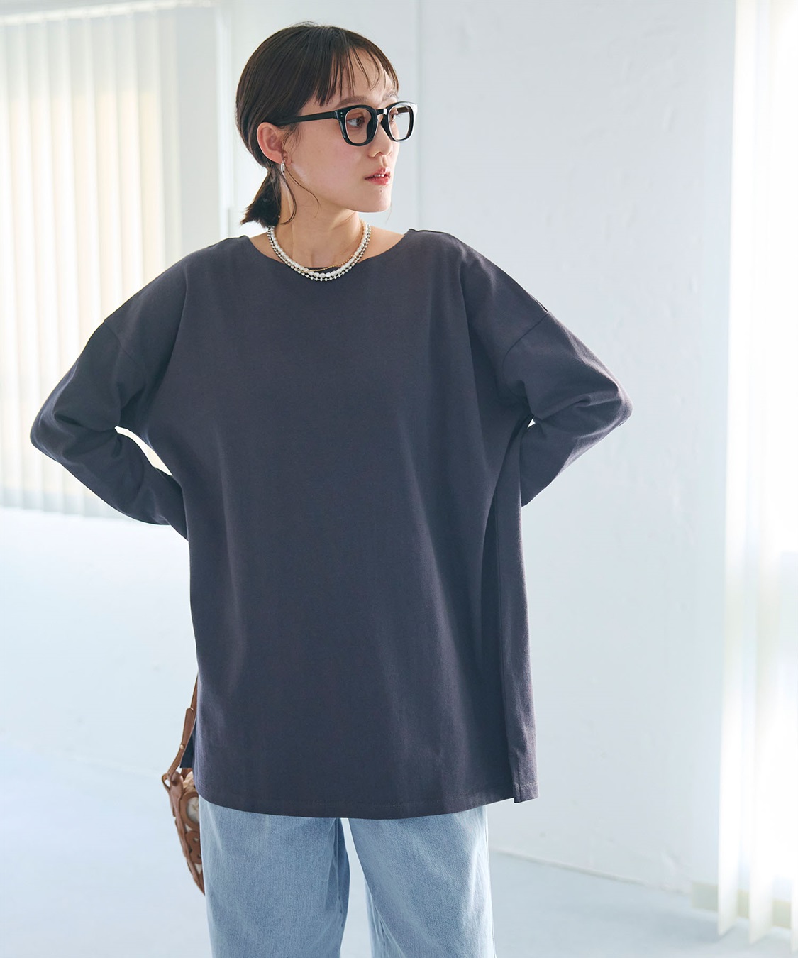 CROSS FUNCTION 《よれにくい》オーバーサイズコットンロングスリーブTシャツ_sub_1