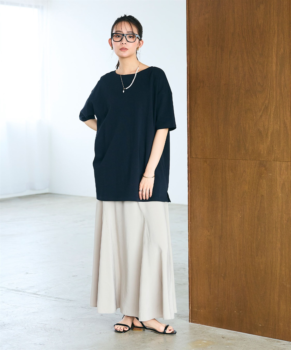 CROSS FUNCTION 《よれにくい》エブ楽 オーバーサイズハーフスリーブコットンTシャツ_sub_6