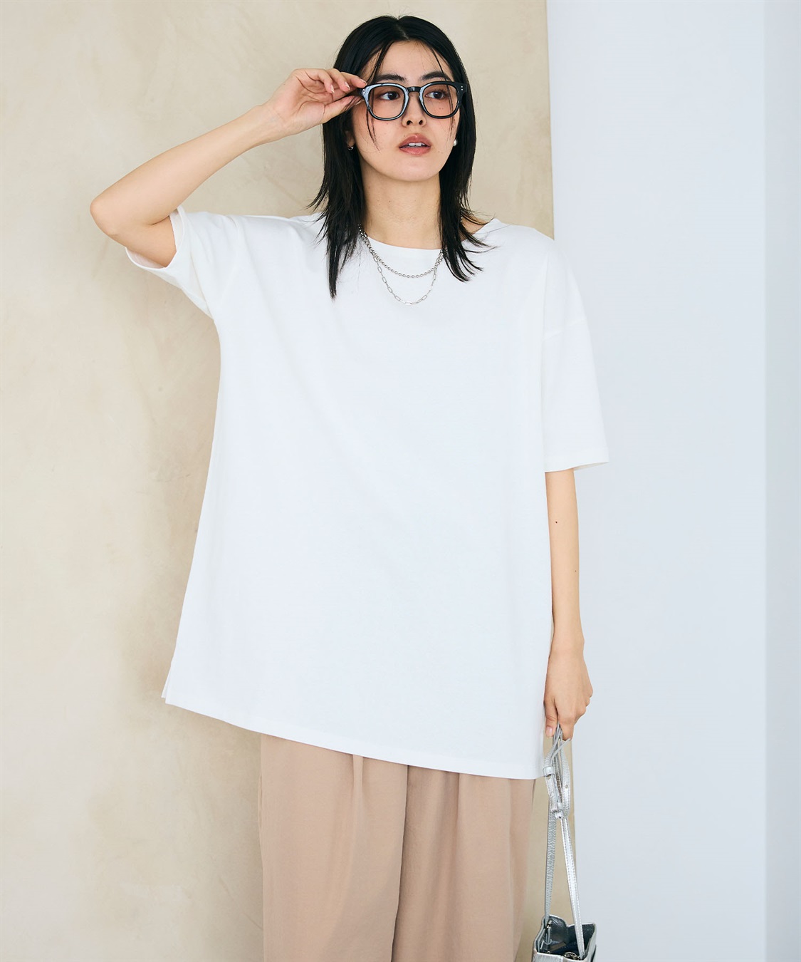 CROSS FUNCTION 《よれにくい》エブ楽 オーバーサイズハーフスリーブコットンTシャツ_sub_8