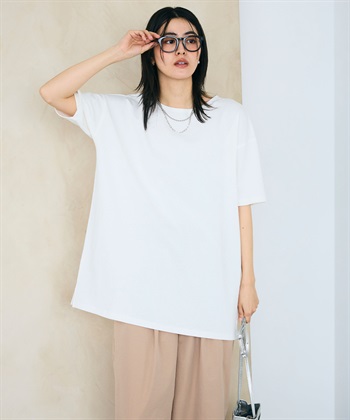 CROSS FUNCTION 《よれにくい》エブ楽 オーバーサイズハーフスリーブコットンTシャツ_subthumb_8