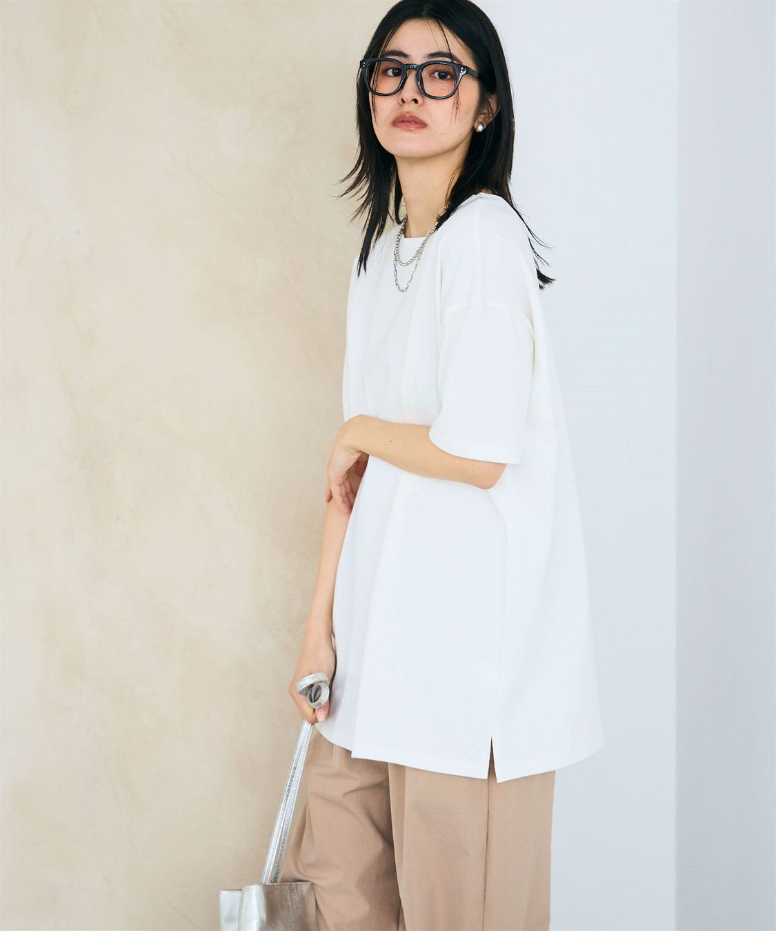 CROSS FUNCTION 《よれにくい》エブ楽 オーバーサイズハーフスリーブコットンTシャツ_sub_9