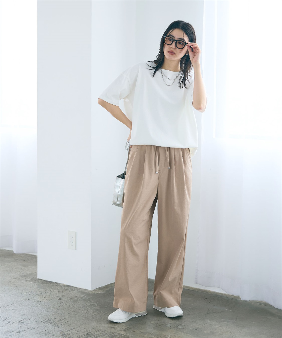 CROSS FUNCTION 《よれにくい》エブ楽 オーバーサイズハーフスリーブコットンTシャツ_sub_12