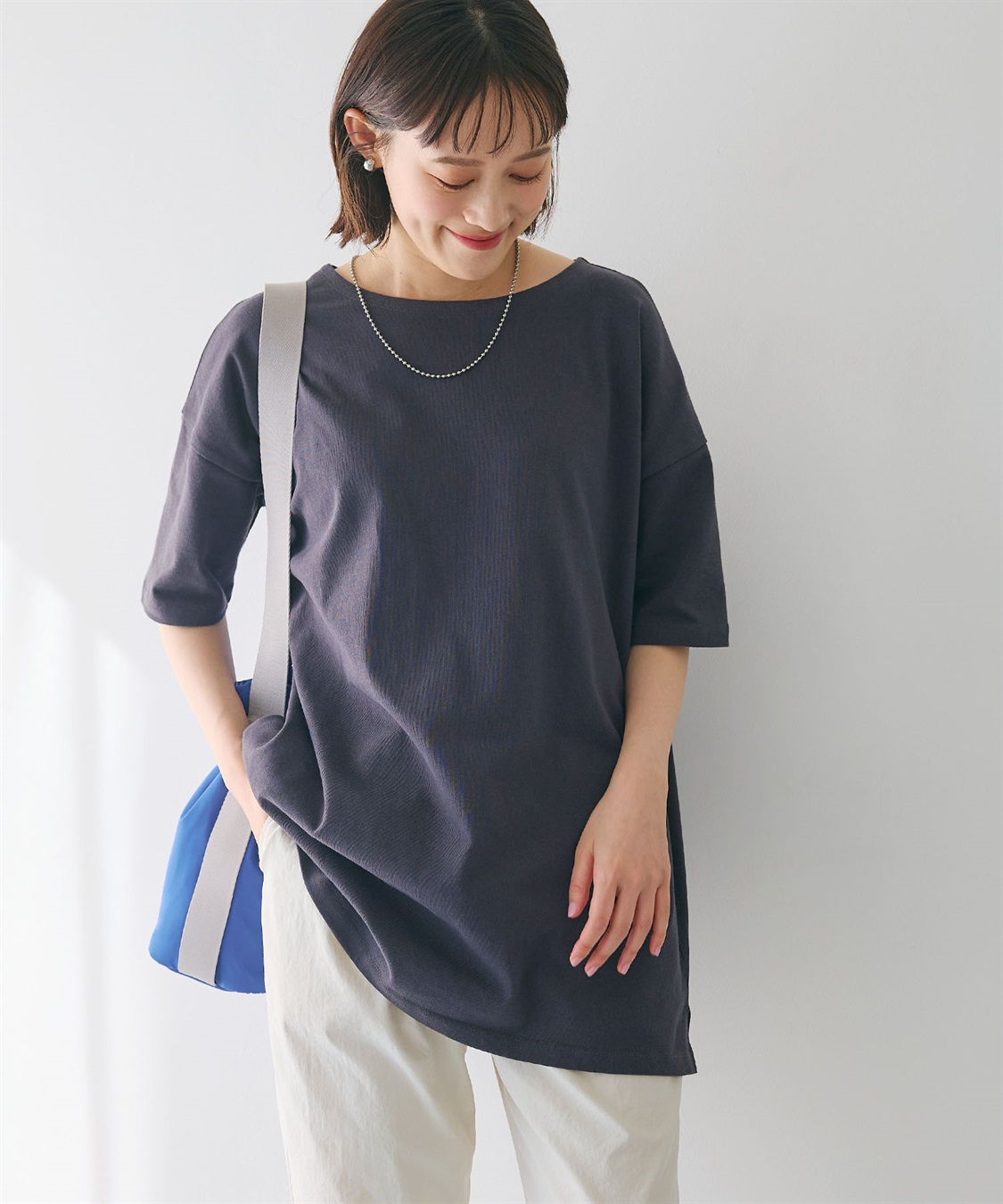 CROSS FUNCTION 《よれにくい》エブ楽 オーバーサイズハーフスリーブコットンTシャツ_sub_15