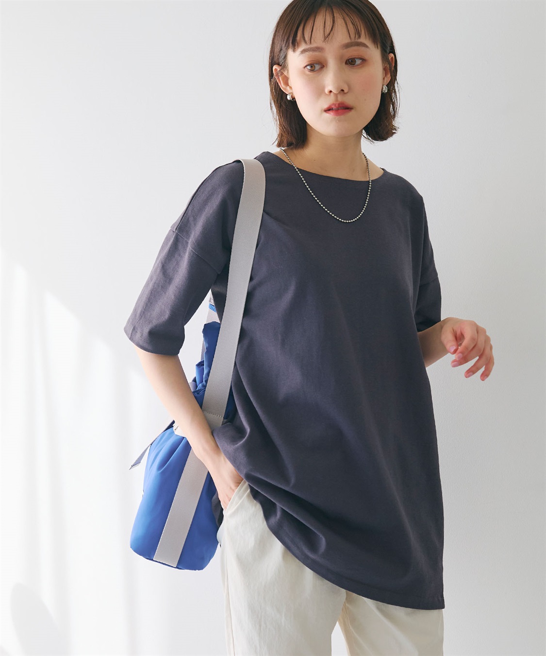 CROSS FUNCTION 《よれにくい》エブ楽 オーバーサイズハーフスリーブコットンTシャツ_sub_16