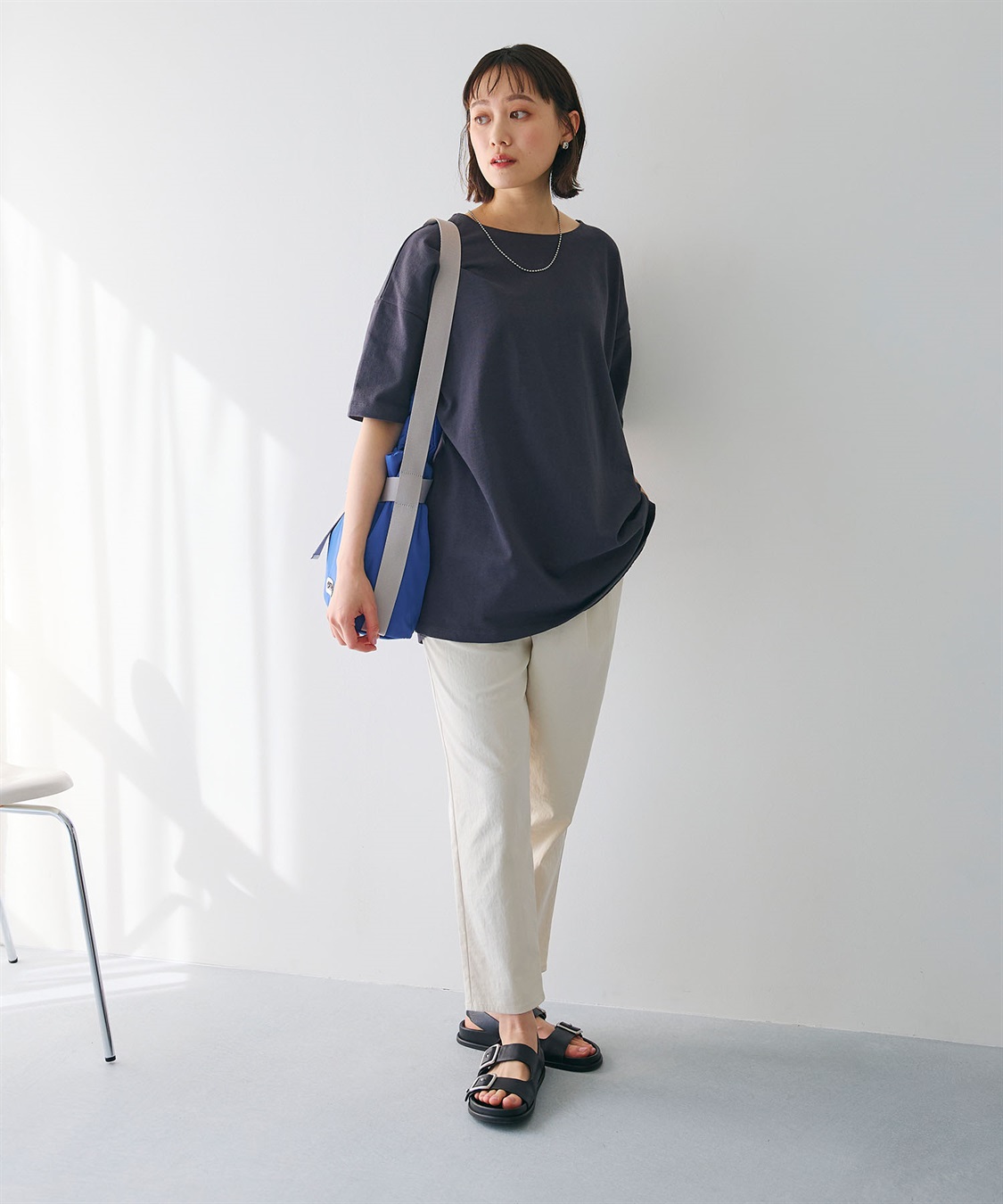 CROSS FUNCTION 《よれにくい》エブ楽 オーバーサイズハーフスリーブコットンTシャツ_sub_18