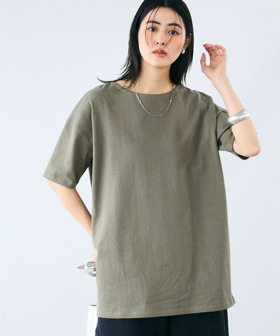 CROSS FUNCTION 《よれにくい》エブ楽 オーバーサイズハーフスリーブコットンTシャツ_sub_19