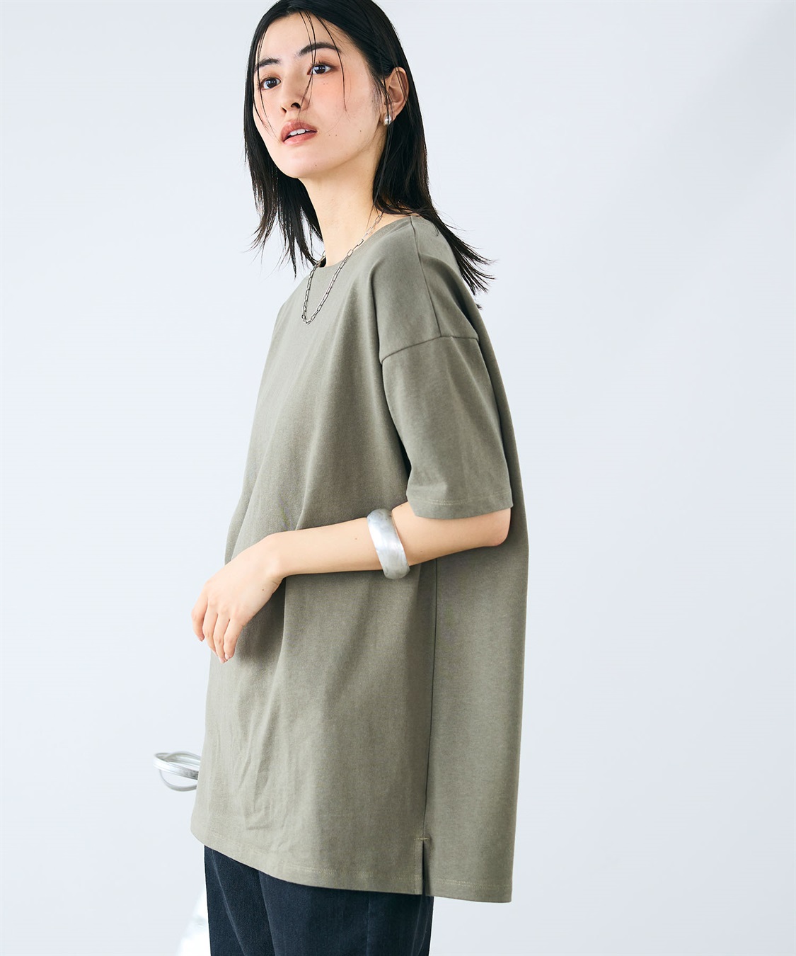 CROSS FUNCTION 《よれにくい》エブ楽 オーバーサイズハーフスリーブコットンTシャツ_sub_20