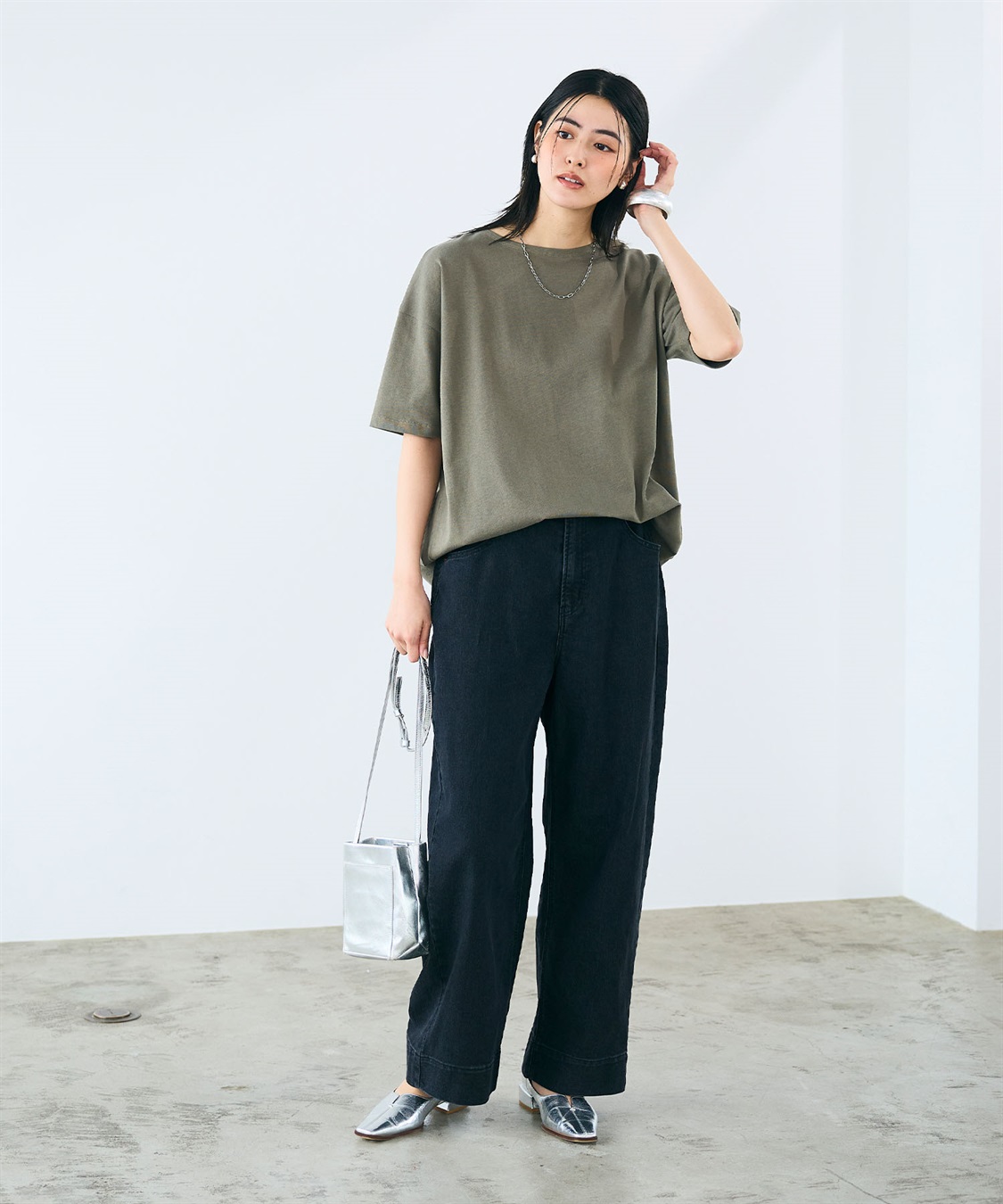 CROSS FUNCTION 《よれにくい》エブ楽 オーバーサイズハーフスリーブコットンTシャツ_sub_23