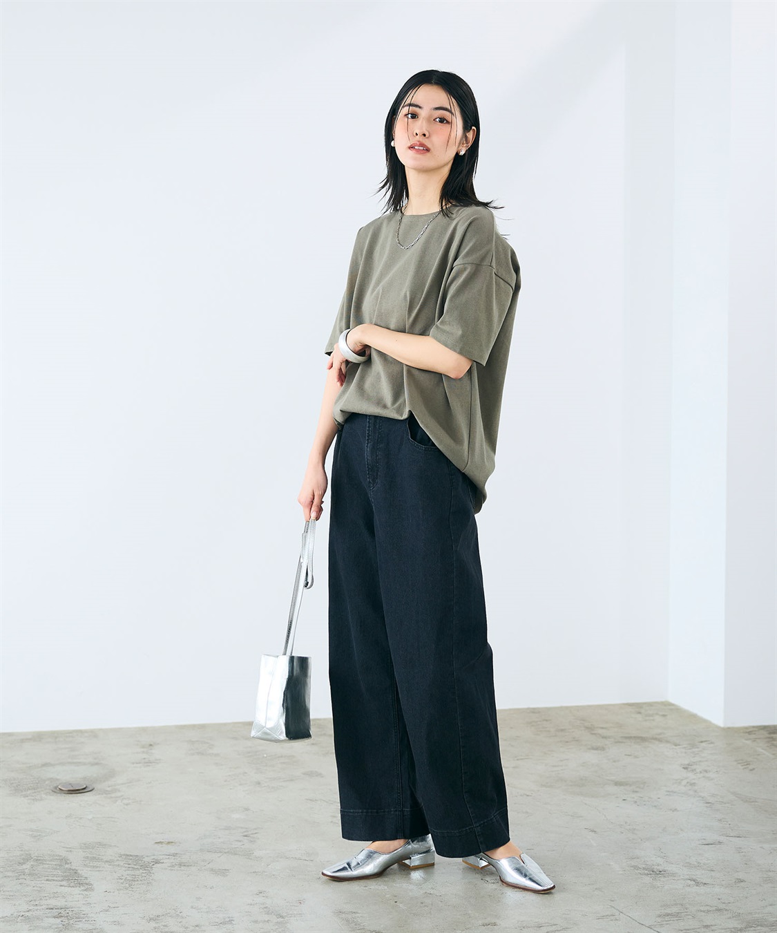 CROSS FUNCTION 《よれにくい》エブ楽 オーバーサイズハーフスリーブコットンTシャツ_sub_24