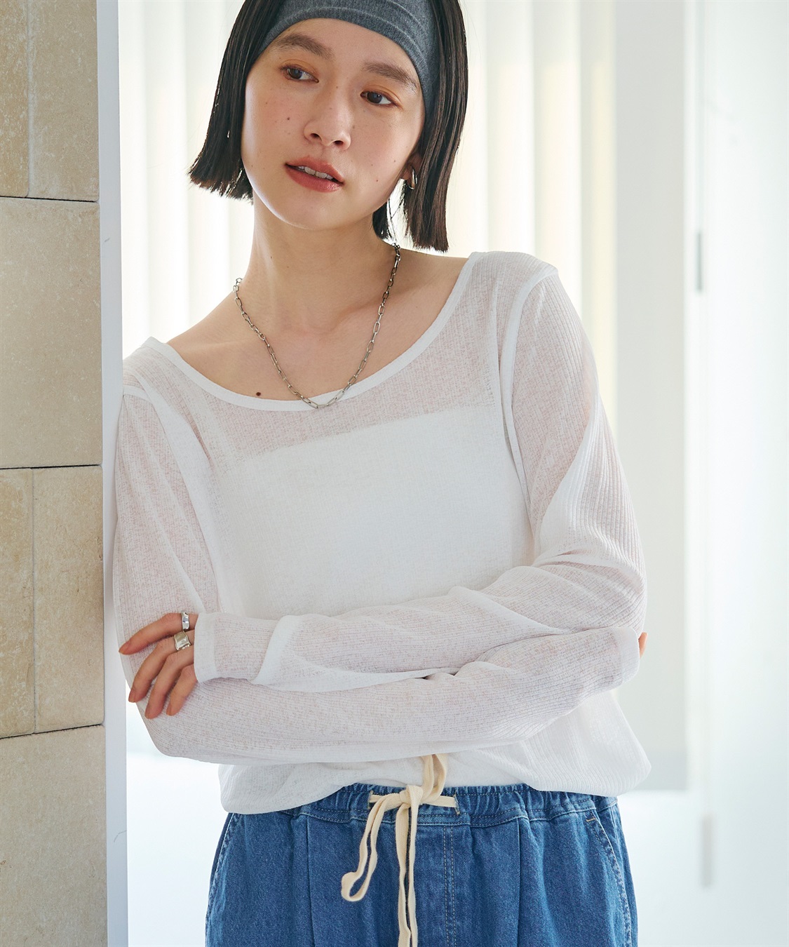 CROSS FUNCTION 《接触冷感》エブ楽 シアーリブロングTシャツ_sub_10