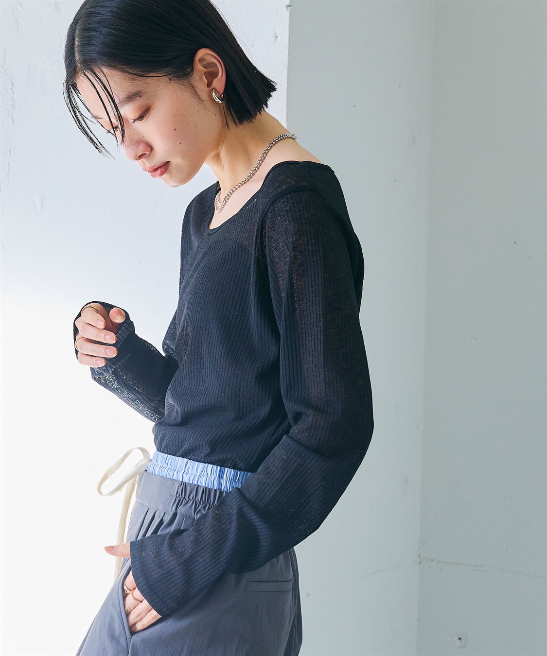 CROSS FUNCTION 《接触冷感》エブ楽 シアーリブロングTシャツ_sub_20