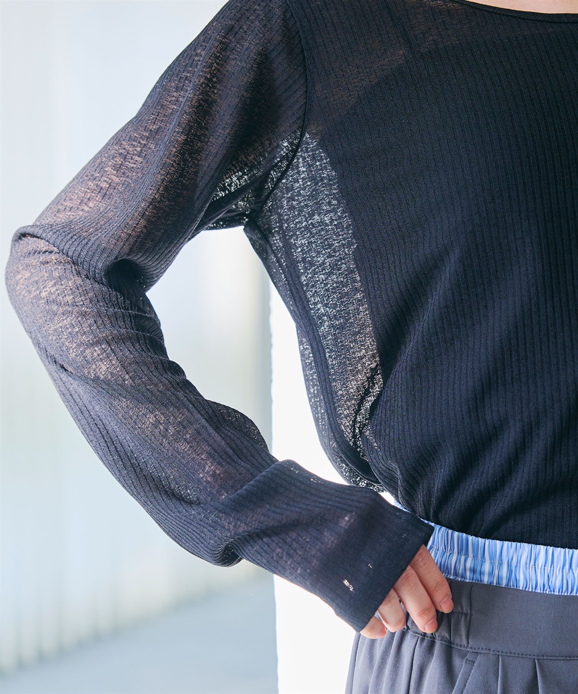 CROSS FUNCTION 《接触冷感》エブ楽 シアーリブロングTシャツ_sub_28